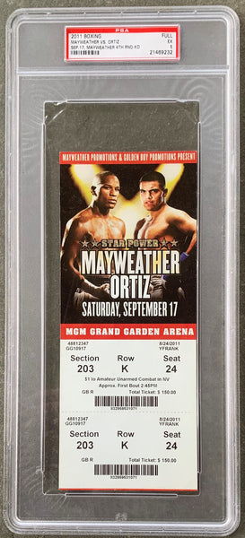 MAYWEATHER, JR., FLOYD-VICTOR ORTIZ ON SITE FULL TICKET (2011-PSA/DNA)