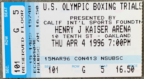 MAYWEATHER, JR., FLOYD OLYMPIC BOXING TRIAL STUBLESS TICKET (1996)