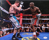 MAYWEATHER, JR., FLOYD SIGNED LARGE FORMAT ACTION PHOTO (JSA-HATTON FIGHT)