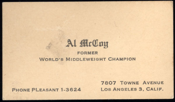 MCCOY, AL ORIGINAL BUSINESS CARD
