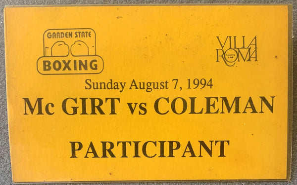 MCGIRT, BUDDY-PAT COLEMAN PARTICIPANT CREDENTIAL (1994)