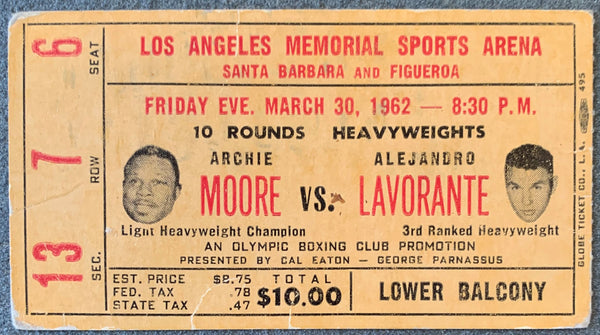 MOORE, ARCHIE-ALEJANDRO LAVORANTE STUBLESS TICKET (1962)