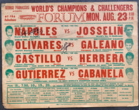 NAPOLES, JOSE-JEAN JOSSELIN & RUBEN OLIVARES-VALENTIN GALEANO SIGNED ON SITE POSTER (1971-SIGNED BY NAPOLES & OLIVARES)