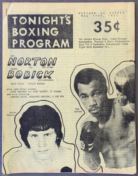 NORTON, KEN-DUANE BOBICK SOUVENIR PROGRAM (1977)