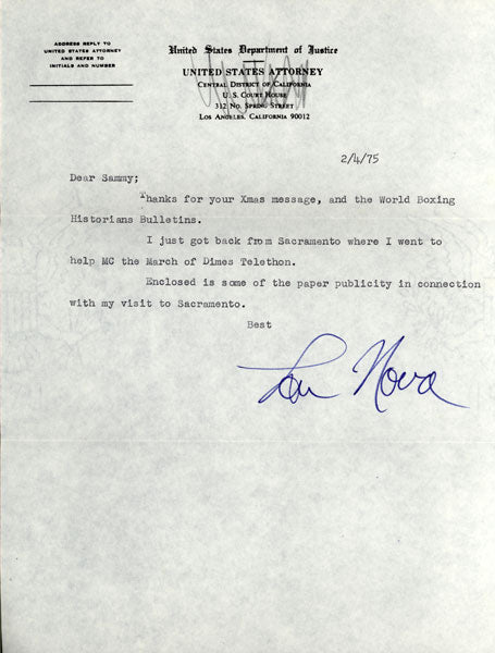 NOVA, LOU SIGNED LETTER (1975)