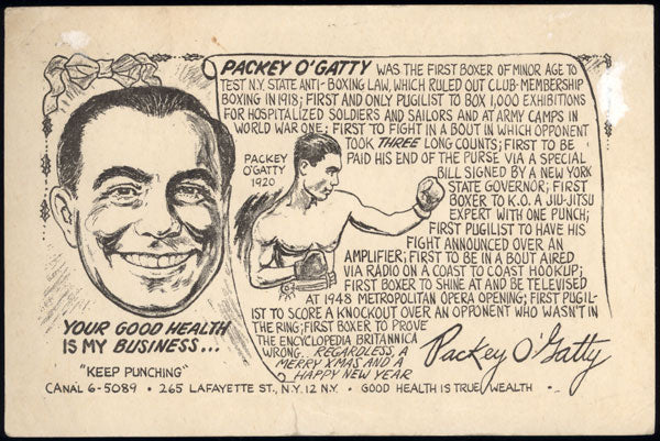 O'GATTY, PACKEY ORIGINAL SOUVENIR POSTCARD