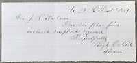 O'NEIL, HUGH HAND WRITTEN & SIGNED NOTE (1881-BARE KNUCKLE FIGHTER)