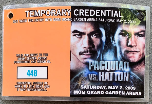 PACQUIAO, MANNY-RICKY HATTON TEMPORARY CREDENTIAL (2009)