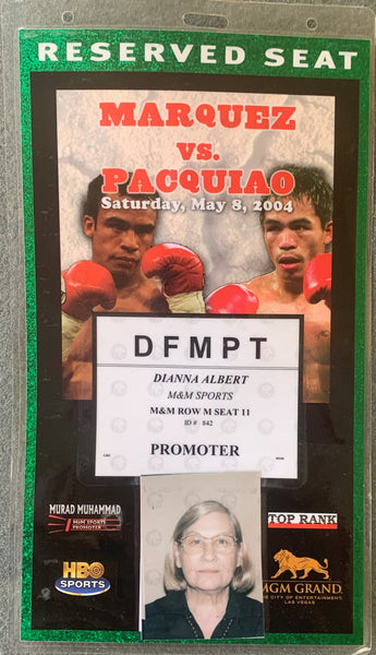 PACQUIAO, MANNY-JUAN MANUEL MARQUEZ RESERVED SEAT CREDENTIAL (2004)