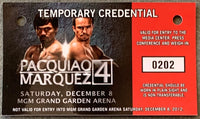 PACQUIAO, MANNY-JUAN MANUEL MARQUEZ IV TEMPORARY CREDENTIAL (2012)