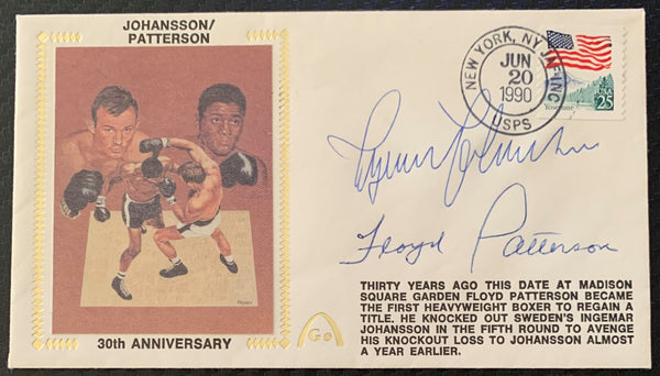 PATTERSON, FLOYD-INGEMAR JOHANSSON III COMMEMORATIVE SIGNED ENVELOPE (SIGNED BY BOTH-JSA)