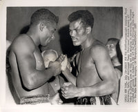 PATTERSON, FLOYD-TOMMY "HURRICANE" JACKSON II WIRE PHOTO (1957-WEIGH IN)