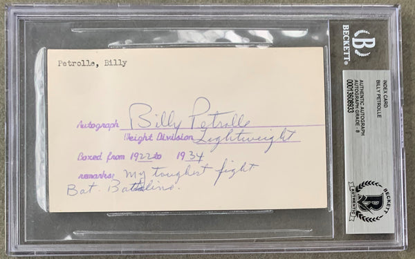 PETROLLE, BILLY SIGNED INDEX CARD (BECKETT)