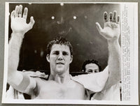 QUARRY, JERRY-THAD SPENCER WIRE PHOTO (1968-CELEBRATING POST FIGHT)