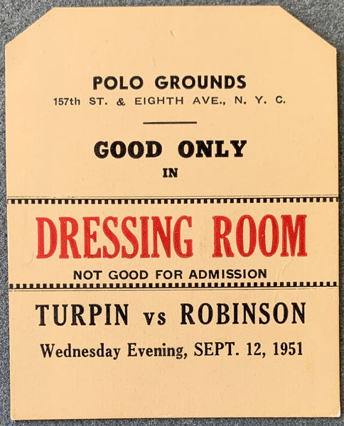 ROBINSON, SUGAR RAY-RANDY TURPIN II DRESSING ROOM PASS (1951)