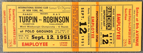 ROBINSON, SUGAR RAY-RANDY TURPIN II ON SITE FULL TICKET (1951)