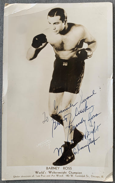 ROSS, BARNEY SIGNED PHOTO (AS WORLD WELTERWEIGHT CHAMPION)
