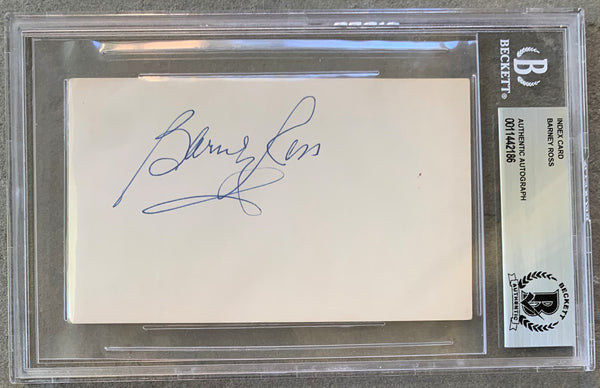 ROSS, BARNEY INK SIGNED INDEX CARD (BECKETT AUTHENTICATED)
