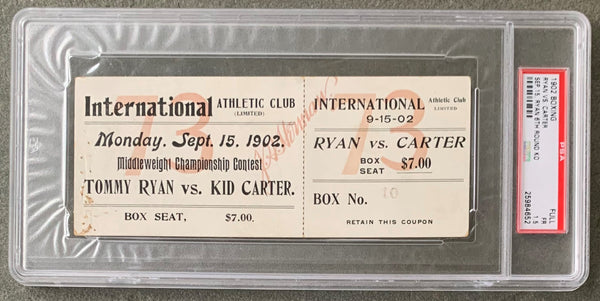 RYAN, TOMMY-KID CARTER FULL TICKET (1902-PSA/DNA)