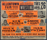 SAMMARTINO, BRUNO-LARRY ZBYSZKO & ANDRE THE GIANT-KEN PATERA & HULK HOGAN-IVAN PUTSKI ON SITE POSTER (1980-SIGNED BY SAMMARTINO)