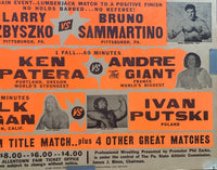 SAMMARTINO, BRUNO-LARRY ZBYSZKO & ANDRE THE GIANT-KEN PATERA & HULK HOGAN-IVAN PUTSKI ON SITE POSTER (1980-SIGNED BY SAMMARTINO)