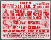 SAMMARTINO, BRUNO & IVAN PUTSKI & DOMINIC DENUCCI VS. ERNIE LADD & SUPERSTAR BILLY GRAHAM & IVAN KOLOFF ON SITE WRESTLING POSTER (1976)