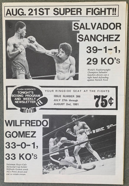 SANCHEZ, SALVADOR-WILFREDO GOMEZ SOUVENIR PROGRAM (1981)