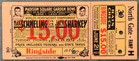 SCHMELING, MAX-JACK SHARKEY II & JAMES BRADDOCK-VICENTE PARRILE ON SITE FULL TICKET(1932-SHARKEY WINS HEAVYWEIGHT TITLE)