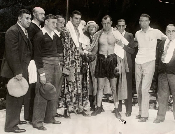 SCHMELING, MAX-JACK SHARKEY I ORIGINAL WIRE PHOTO (1930-PRE FIGHT)