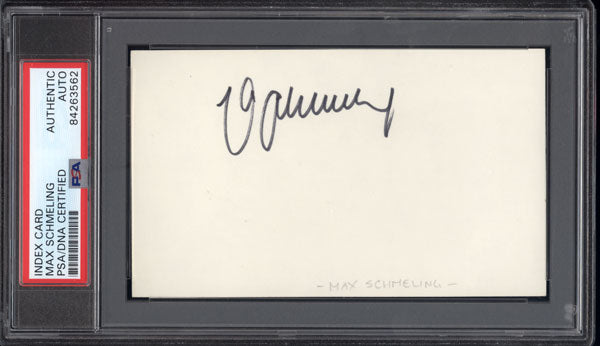 SCHMELING, MAX SIGNED INDEX CARD (PSA/DNA AUTHENTICATED)