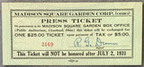 SCHMELING, MAX-YOUNG STRIBLING PRESS EXCHANGE TICKET (1931)