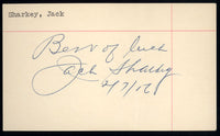 SHARKEY, JACK SIGNED INDEX CARD