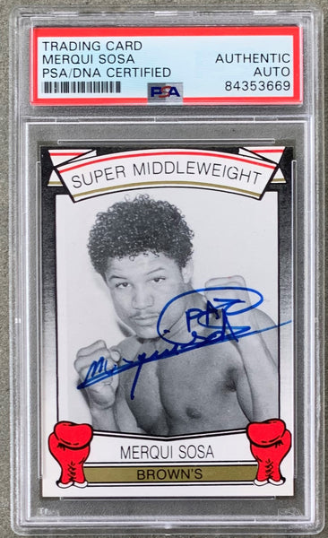 SOSA, MERQUI SIGNED 1992 BROWN'S BOXING CARD (PSA/DNA)