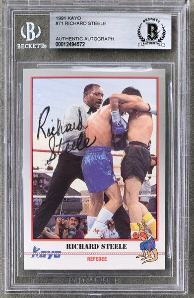 STEELE, RICHARD SIGNED 1991 KAYO BOXING CARD (BECKETT)