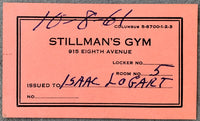 LOGART, ISAAC STILLMAN'S GYM ROOM LOCKER PASS (1961)