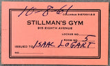 LOGART, ISAAC STILLMAN'S GYM ROOM LOCKER PASS (1961)