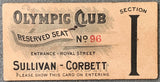 SULLIVAN JOHN L.-JAMES J. CORBETT FULL TICKET (1892-RARE-SMALL VERSION-PSA/DNA)