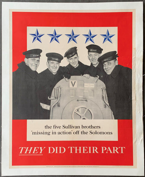 THE FIVE  SULLIVAN BROTHERS ORIGINAL GOVERNMENT POSTER (1943)