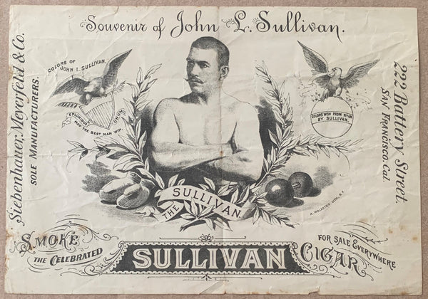 SULLIVAN, JOHN L. CIGAR ADVERTISING BROADSIDE (MID 1880'S)