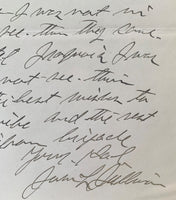 SULLIVAN, JOHN L. HAND WRITTEN & SIGNED LETTER (1908-JSA)