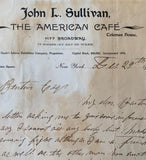 SULLIVAN, JOHN L. HAND WRITTEN & SIGNED LETTER (PSA/DNA AUTHENTICATED-1899)