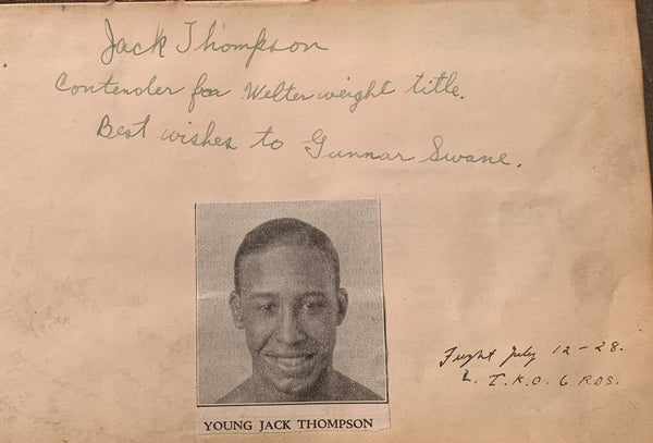 THOMPSON, YOUNG JACK RARE INK SIGNED ALBUM PAGE