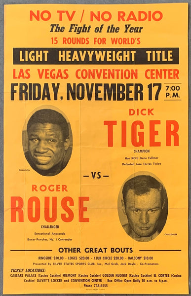 TIGER, DICK-ROGER ROUSE ON SITE POSTER (1967)