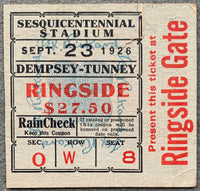 TUNNEY, GENE-JACK DEMPSEY I TICKET STUB (1926-PSA/DNA FR 1.5)