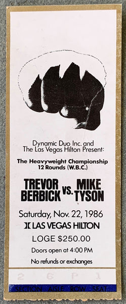 TYSON, MIKE-TREVOR BERBICK ON SITE STUBLESS TICKET (1986)