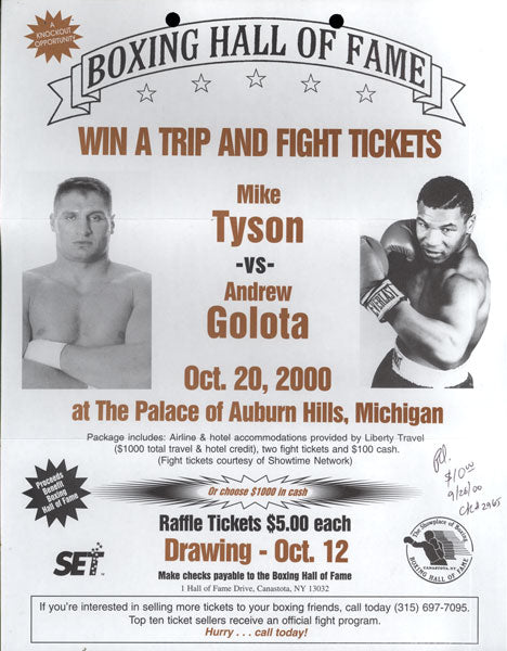 TYSON, MIKE-ANDREW GOLOTA RAFFLE TICKET BROADSIDE (2000)