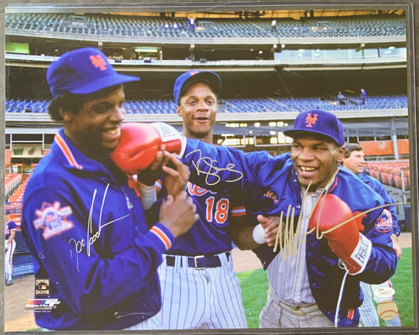 TYSON, MIKE-DARRYL STRAWBERRY & DWIGHT GOODEN SIGNED PHOTOGRAPH (JSA AUTHENTICATED)