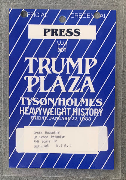 TYSON, MIKE-LARRY HOLMES PRESS CREDENTIAL (1987)