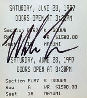 HOLYFIELD, EVANDER-MIKE TYSON II SIGNED FULL ON SITE TICKET (1997-EAR BITE FIGHT-PSA/DNA)