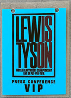 TYSON, MIKE-LENNOX LEWIS VIP PRESS CONFERENCE CREDENTIAL (2002)